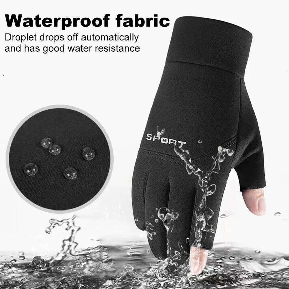 2-Fingerless Cycling Touch Screen Keep Warm Waterproof Ice Fishing Winter Gloves for Outdoor Sports Y260115