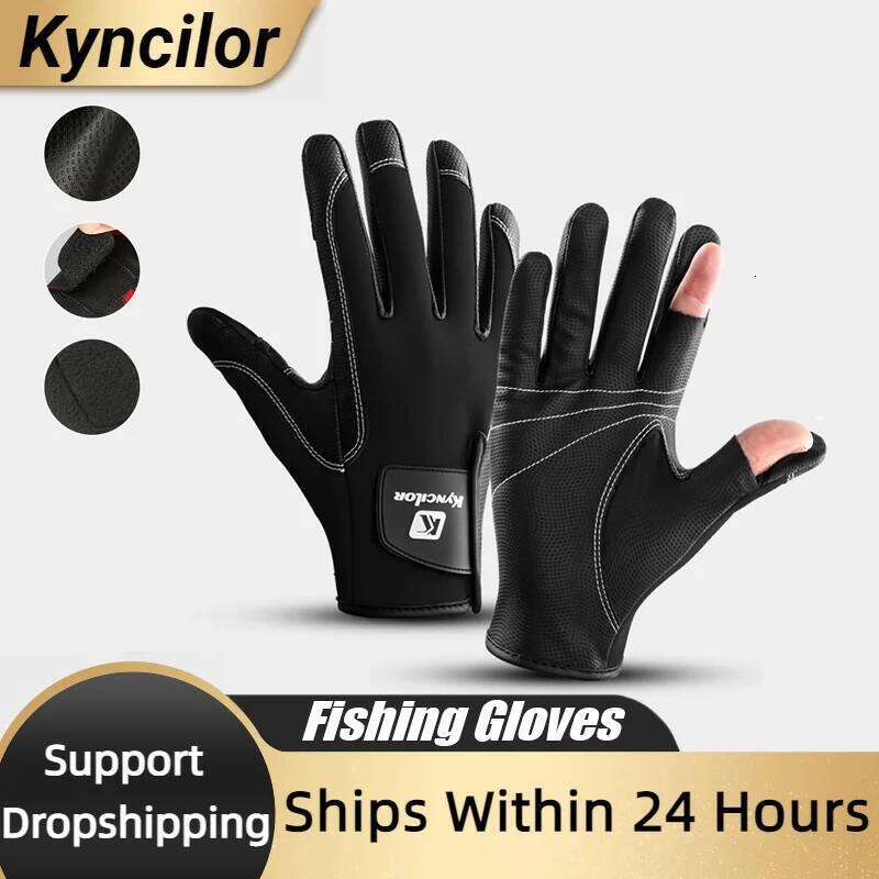 Resistance Anti Slip 2 Half Finger Waterproof Breathable Outdoor Sports Slip-Resistant Gloves For Fishing Y260115