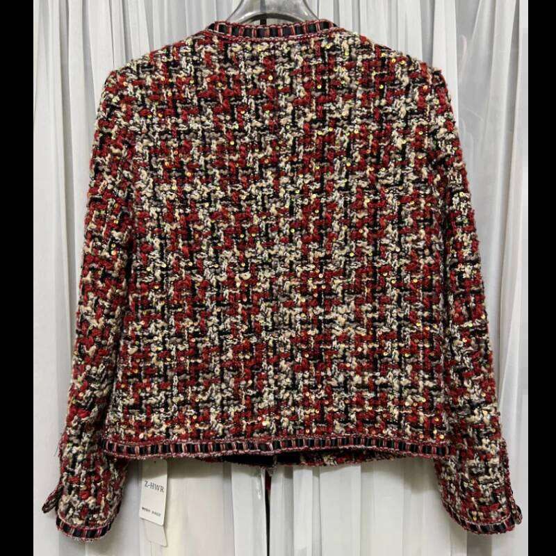 French Vintage Small Fragrance Jacket Women Spring Autumn High Quality Casual Loose Dark Green Tweed Long Sleeve Coat DREAM RECALL - view 7