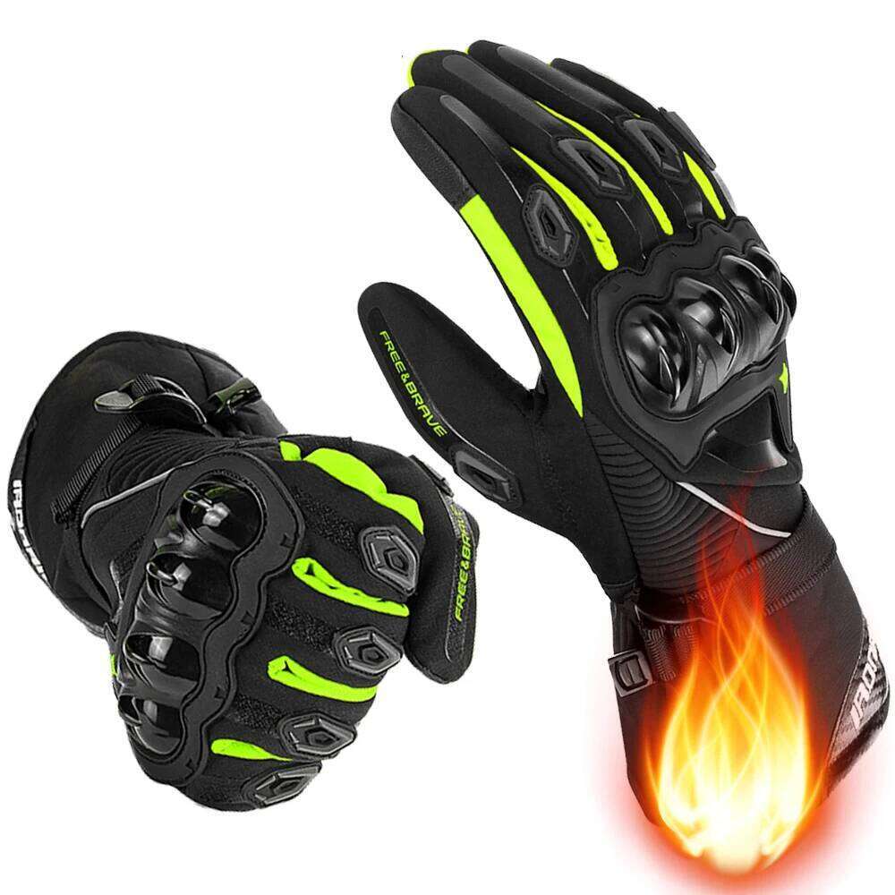 Men Winter Warm Waterproof Off-road Motorcycle Riding Reflective Touch Screen Outdoor Gloves Black Y260115