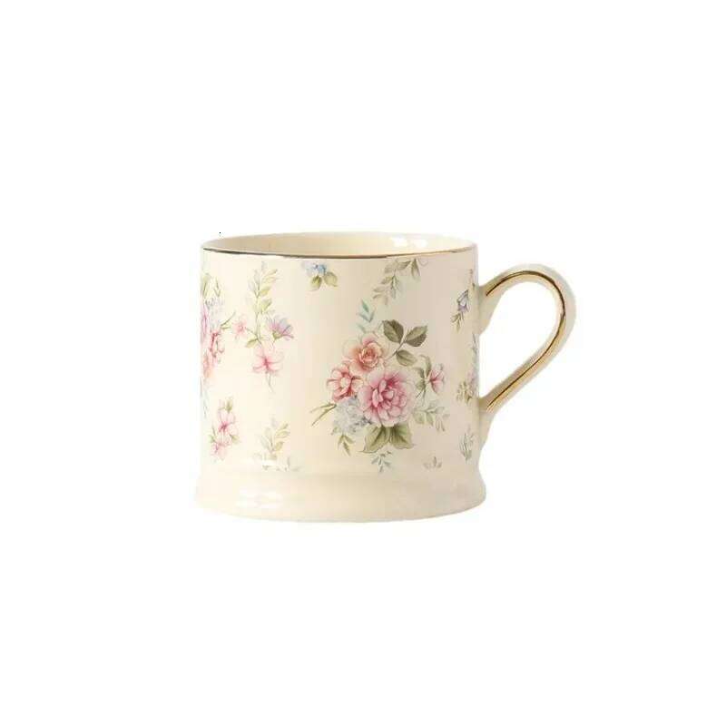 Porcelain Coffee Mugs Retro European Style Floral Pattern Drinking Utensils for Living Room Decoration for Women Art Tea Cup for Office Relaxation Hom