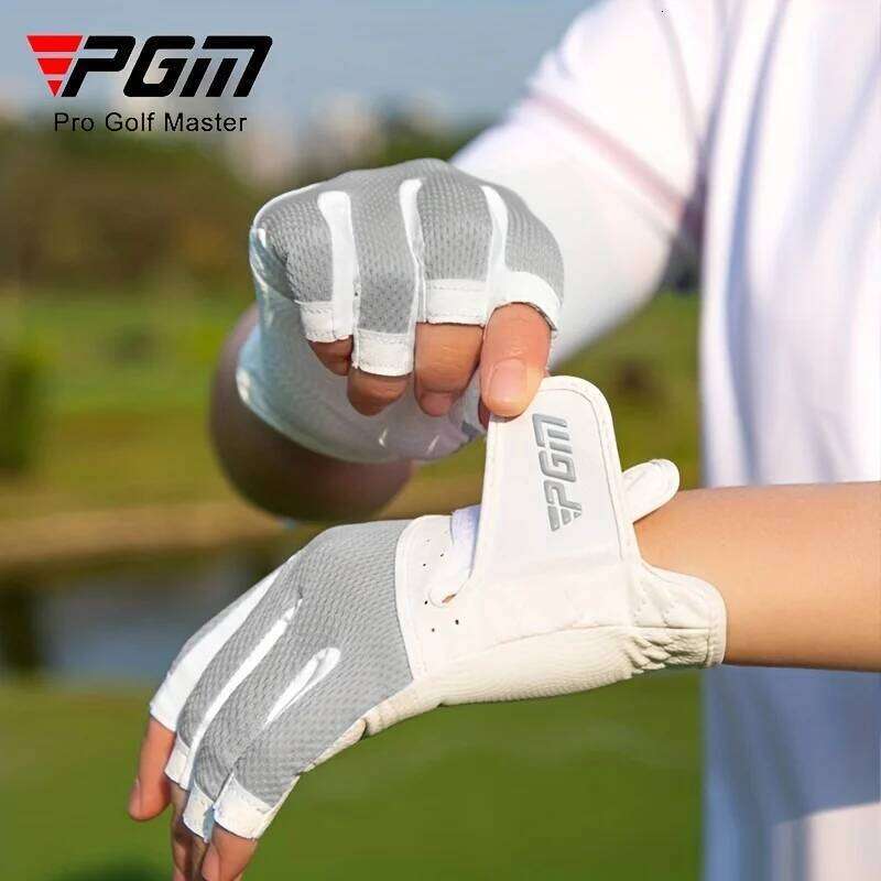 PGM 1 Pair Women's Open Golf Gloves Breathable Mesh PU Sunscreen Finger Cover Left and Right Hand ST032 Y260115