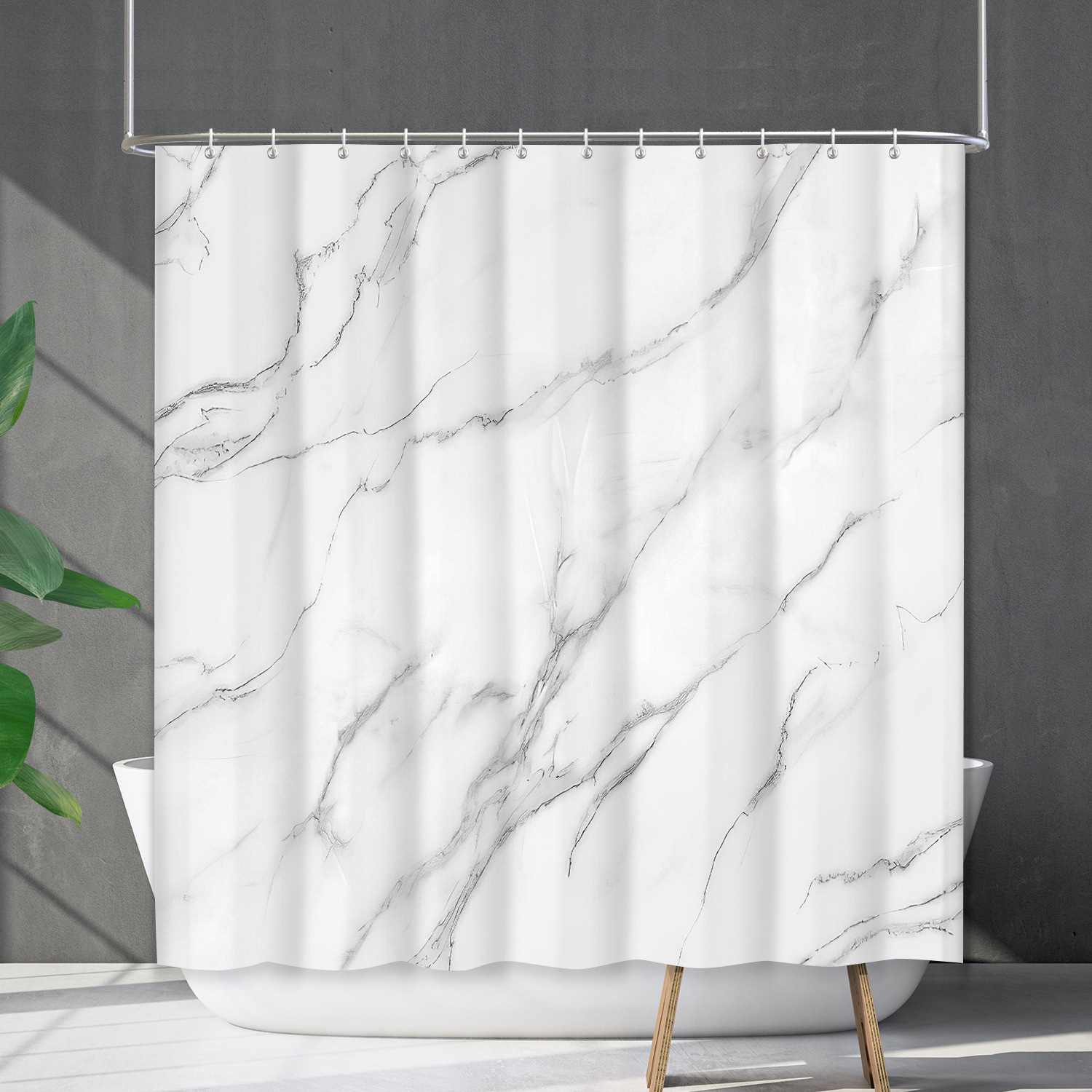 YL-38174 Waterproof Shower Curtain Cover, Abstract Farmhouse Marble Curtain, Shower Cover, No Drill Required