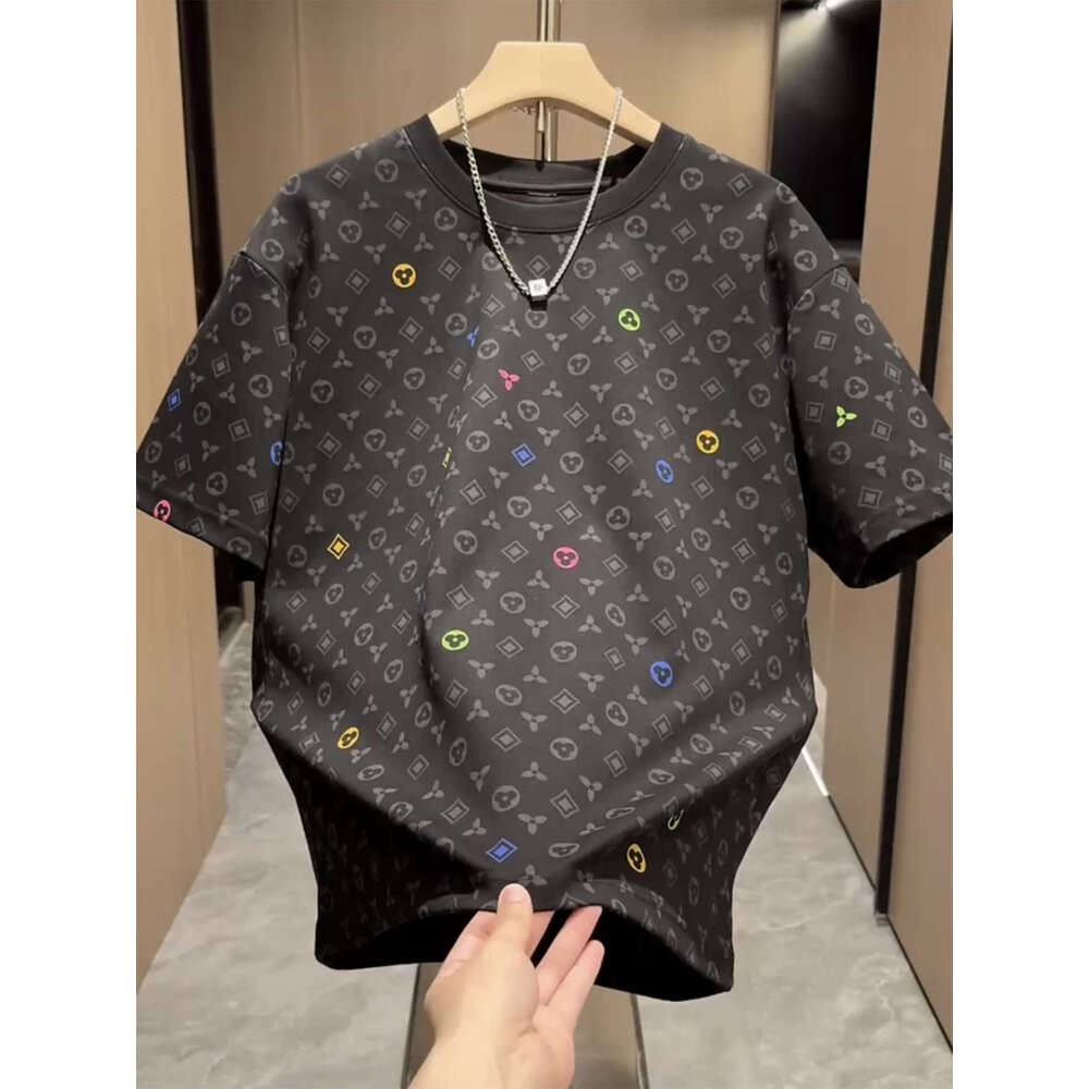 Round Neck Full Print Old Flower Short T-Shirt For Men 2025 Summer New Casual Versatile Stylish Cool Half Sleeve