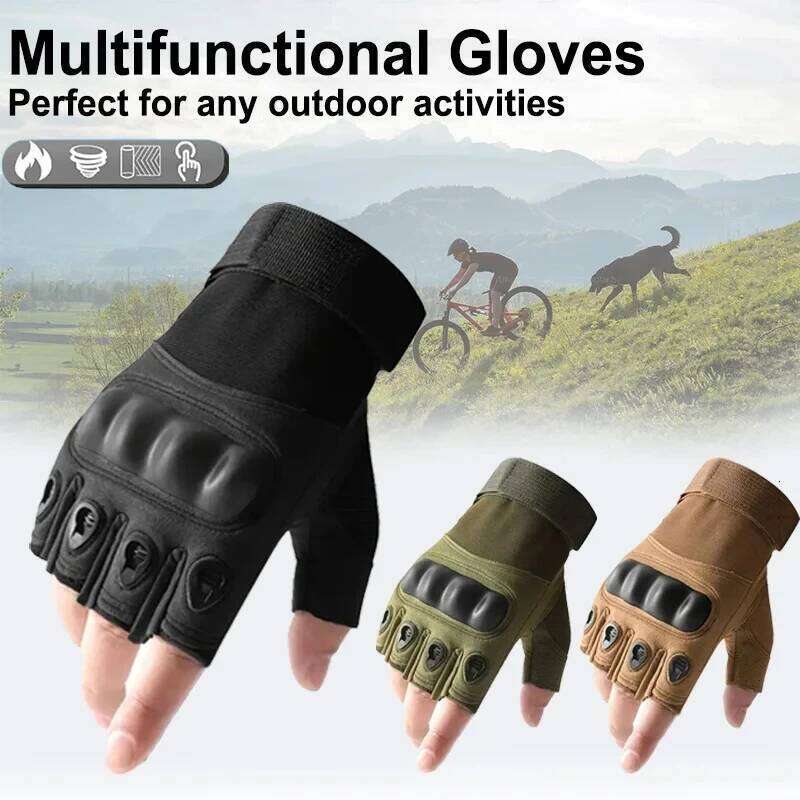 Tactical Fingerless Gloves for Motorbike Motorcycle Suitable Cycling Hiking Hunting Non-Slip,GlovesRock Climbing Y260115