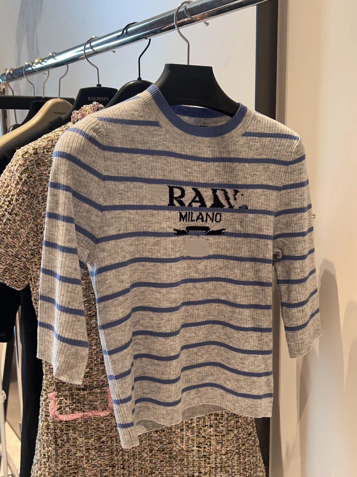 Women's Knit Tee Designer Summer Short Sleeve Letter Stripes Luxury Knit T Shirts Fashion Brand Casual Slim Fit Spring Top