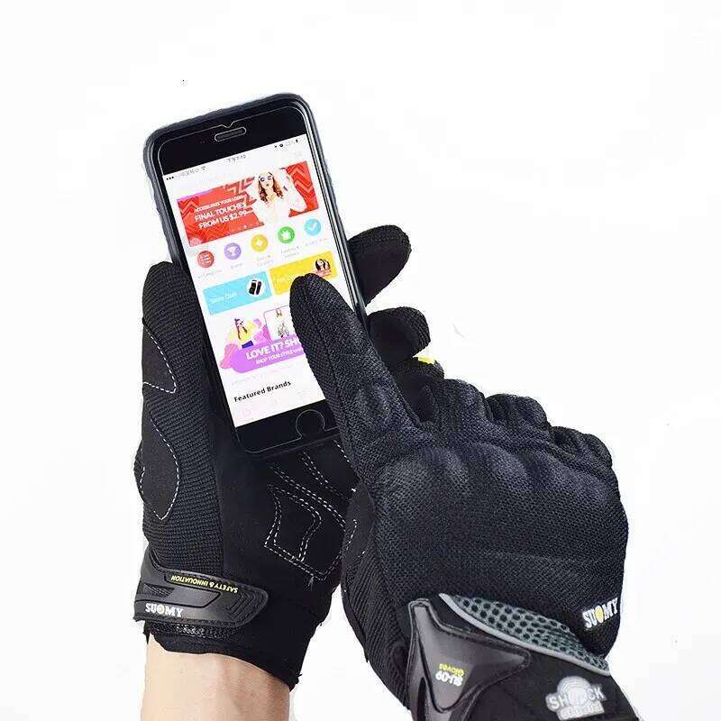 SUOMY Breathable Full Finger Racing Motorcycle Quality Stylishly Decorated Antiskid Wearable Gloves Size S-XXL Black Y260115