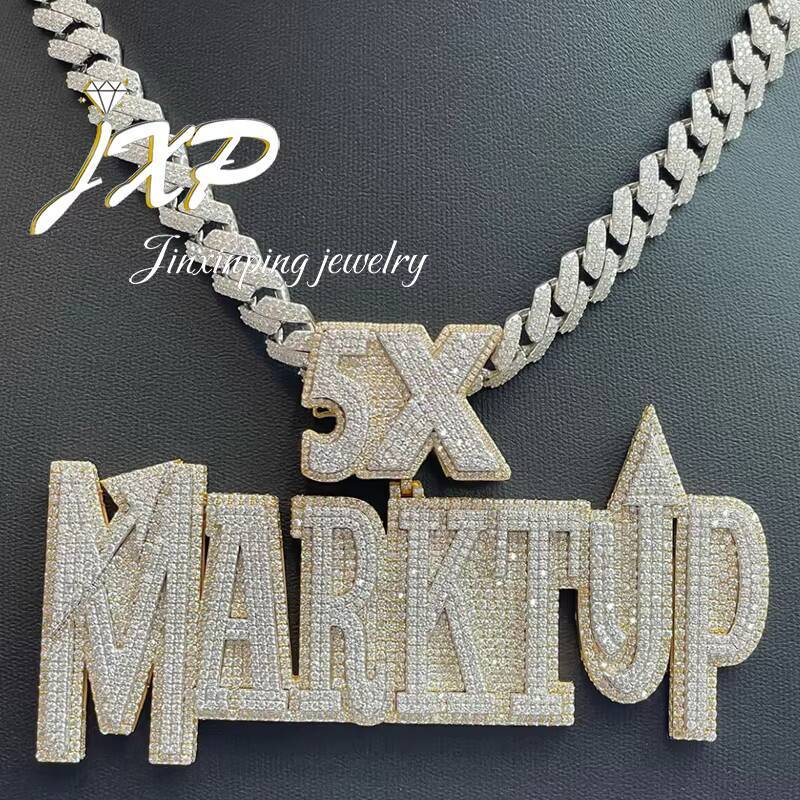 Custom Iced Jesus Cross Charm Luxury Design 925 Sterling Silver Gold Plated Hip Hop Pendant Fine Jewelry Moissanite Third Party