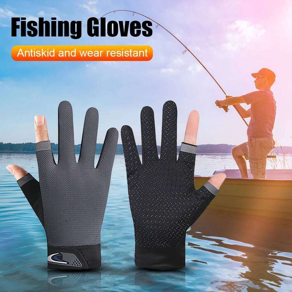 1 Pair Protective Gloves 2 Cut Fingers Fingerless Men Women Anti-slip Fishing Wear Pesca Fitness Cycling Glove Y260115