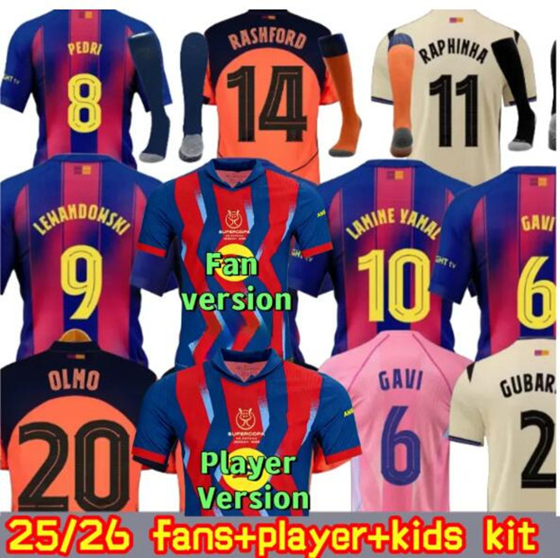 25 26 LAMINE YAMAL Lewandowski RASHFORD soccer jerseyS Ed Sheeran OLMO GAVI Raphinha FERRAN 2025 2026 football shirt kids home away men kids kit fans player