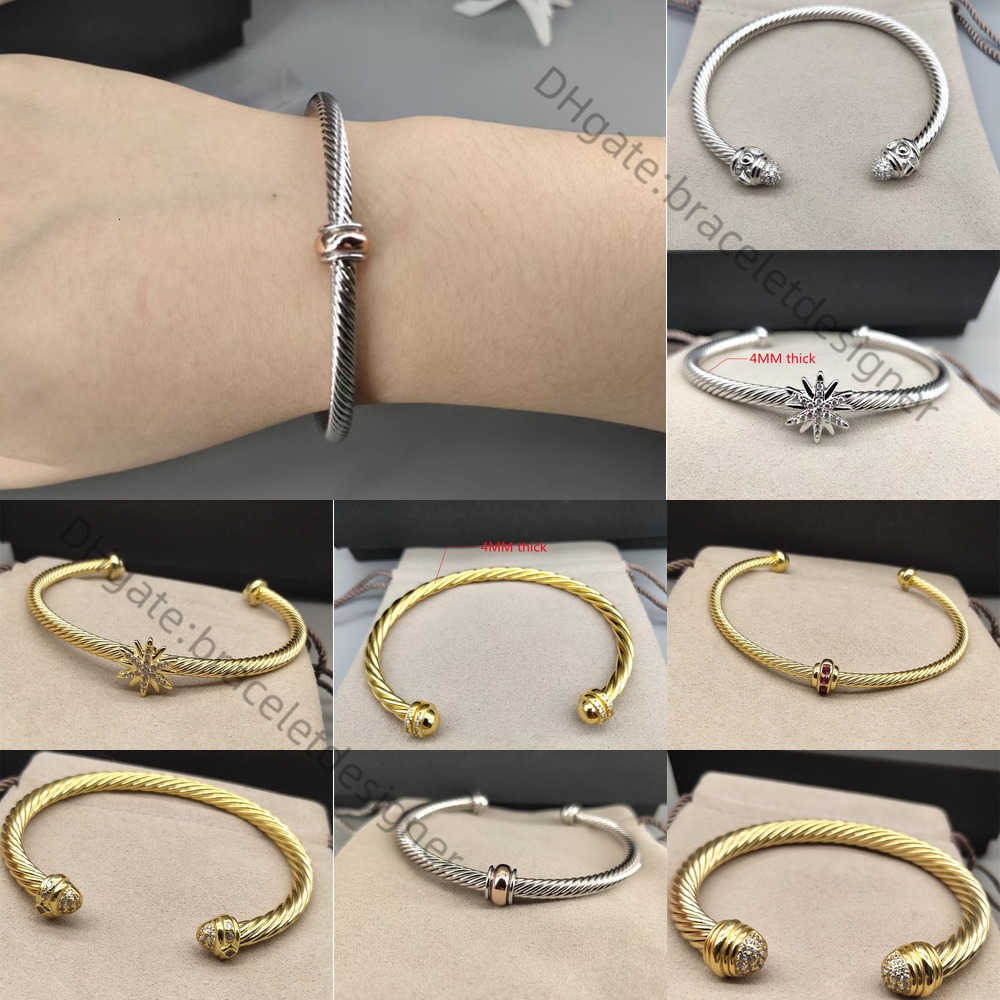 3/4/5/7MM Designer Bracelets Men Twisted Cable Wire 925 sterling silver Plated Luxury Bracelet Charm Sliver Women Fashion Trend Ring Open Jewelry Gift Wholesale