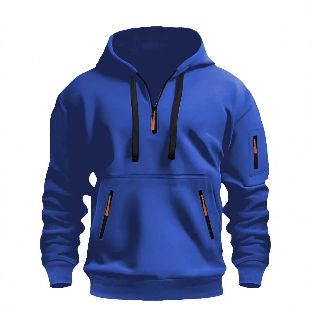 Cross-border Winter New Men's Hooded Sweatshirt with Arm Zipper Pullover Sports Casual