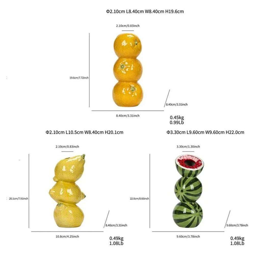 Ceramic Vase Orange Lemon Watermelon Fruit Fresh Flower Tabletop Centerpiece Home Living Room Office Decoration Desktop C260116