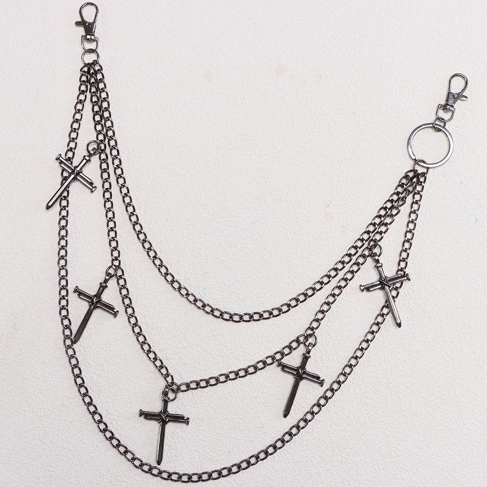Luxury Brand Designer Jewelry European And American Accessories Fashionable Personality Cross Stud Multi-Layer Pants Chain Versatile Hip-Hop Style Den