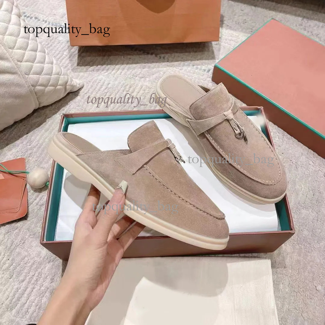 2026 10A Loripiana Designer Shoes Womens Famous Slides Ladies Slippers Bottom Casual Beach Business Flat Leather Suede Formal Lora Pianna