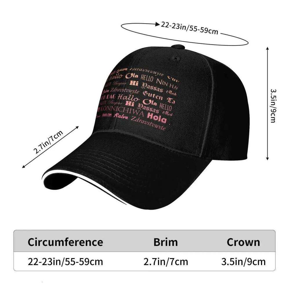 Hello in Multiple Languages Baseball Cap summer New Hat hard hat Female Men's Y260115