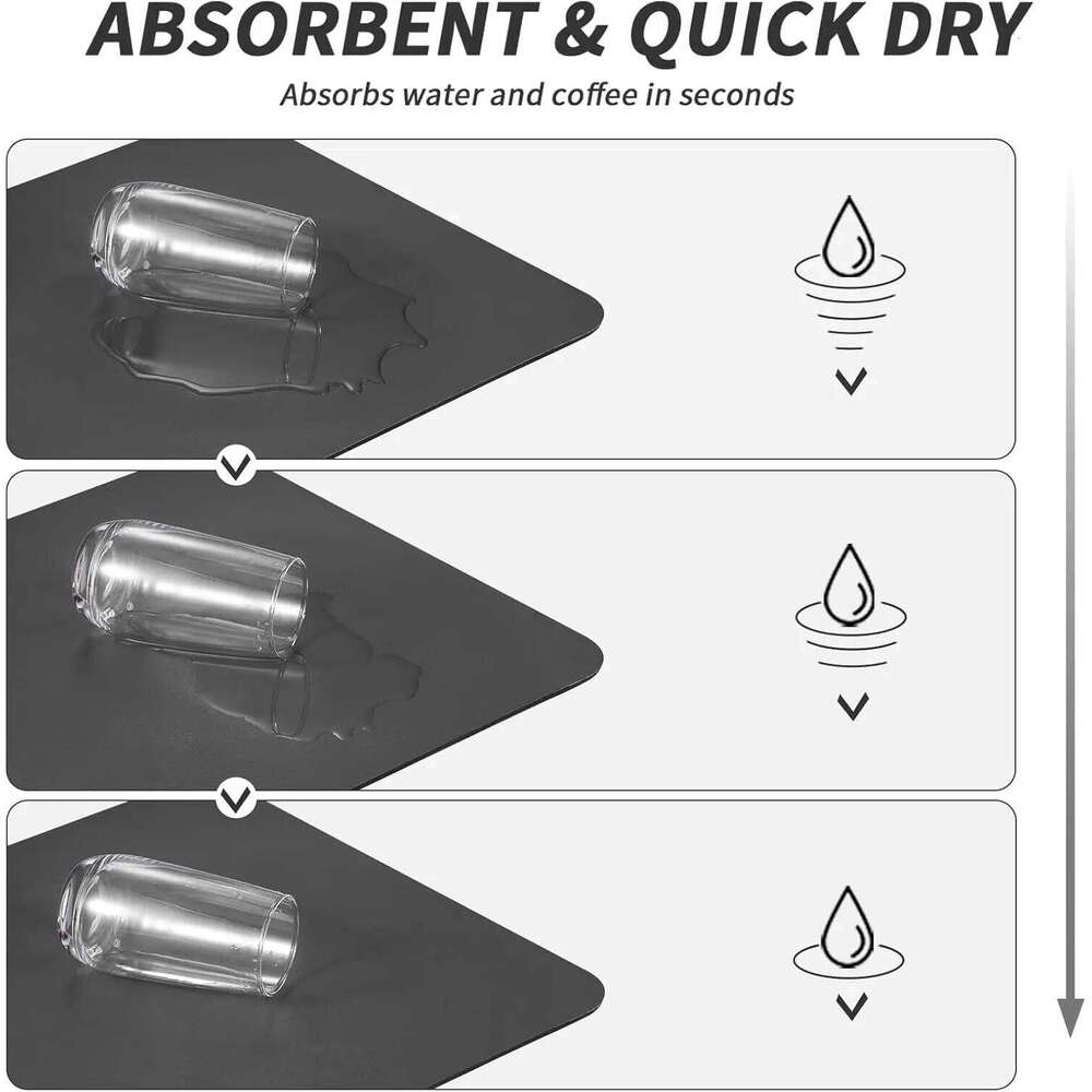 Home Decor Non-slip Quick Dry Retro Kitchen Mat Coffee Maker Drain Pad Dish Drying Tableware Placemat for Living Room Dining Room Bedroom Washable