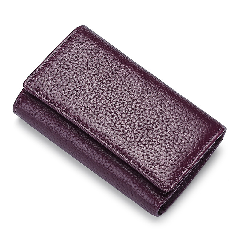 Top Layer Lychee Grain Leather Key Wallet for Women Short Multi-Functional Wallet 70 off Fashion Leather Home Door Key Wallet