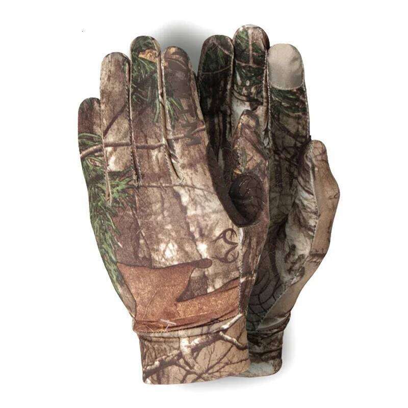 Hunting Bionic Camouflage Touch Screen Breathable Full Finger Anti-Slip Shooting Fishing Quick-Dry Elastic Gloves Y260115