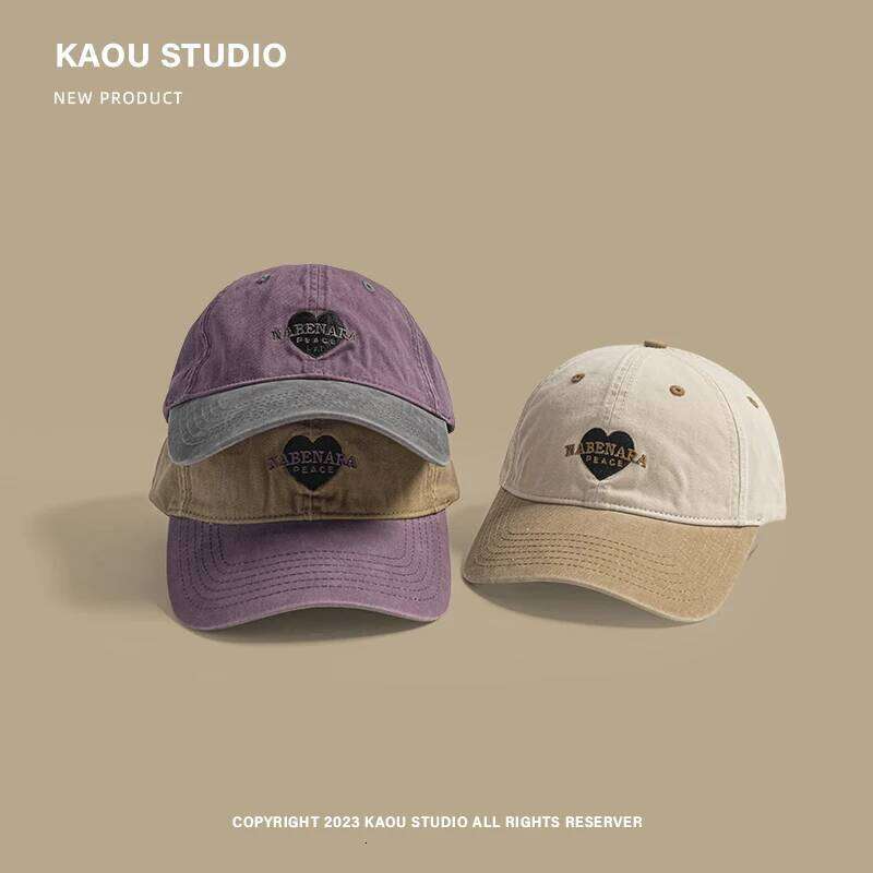 Korean Retro Love Embroidery Color Matching Baseball Caps Women Summer and Autumn Travel Sunscreen Casual Versatile Men's Hat Y260115