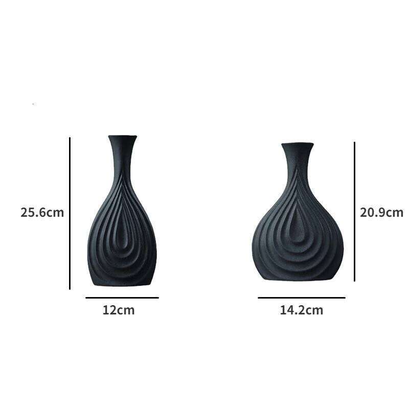 Creative Black Ceramic Vase Simple Nordic Flower Pot Art Home Decoration Accessories Office Living Room Interior Decor C260116