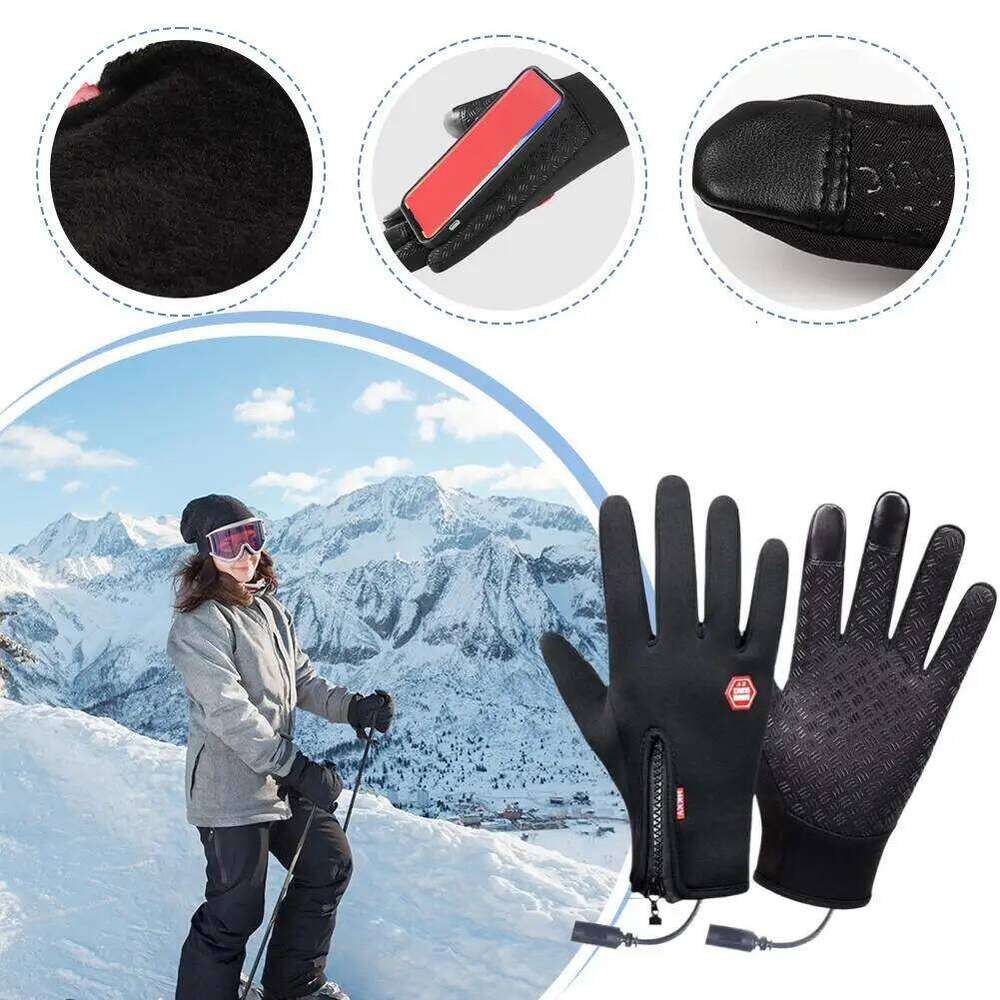 USB Heated Electric Rechargeable Winter Touchscreen Waterproof Motorcycle For Women Men Warm Hand Gloves Y260115