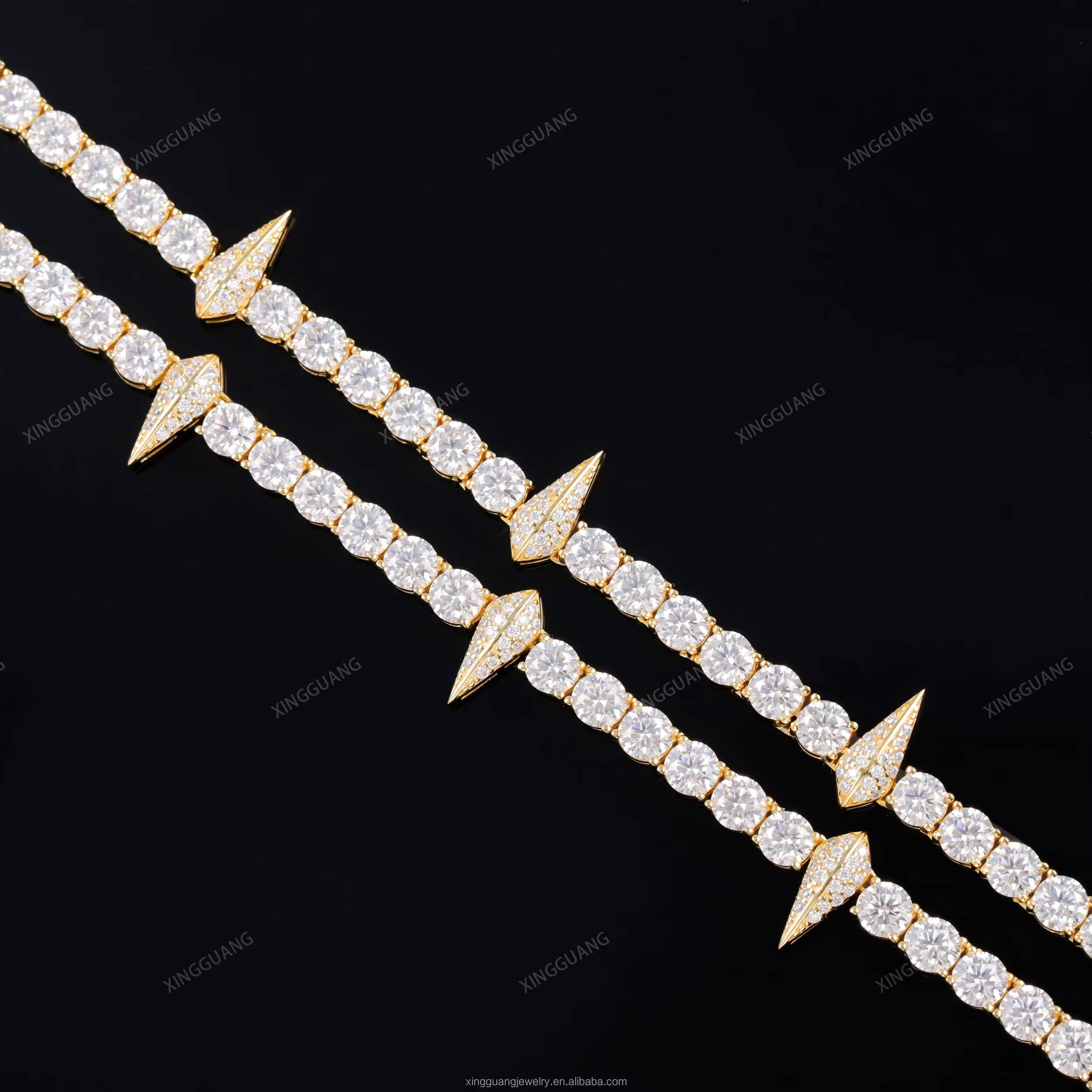 New Design Spiked Style VVS Diamond Tennis Chain Hip Hop Jewelry 4mm 5mm S925 Silver GRA Moissanite Tennis Chain Necklace