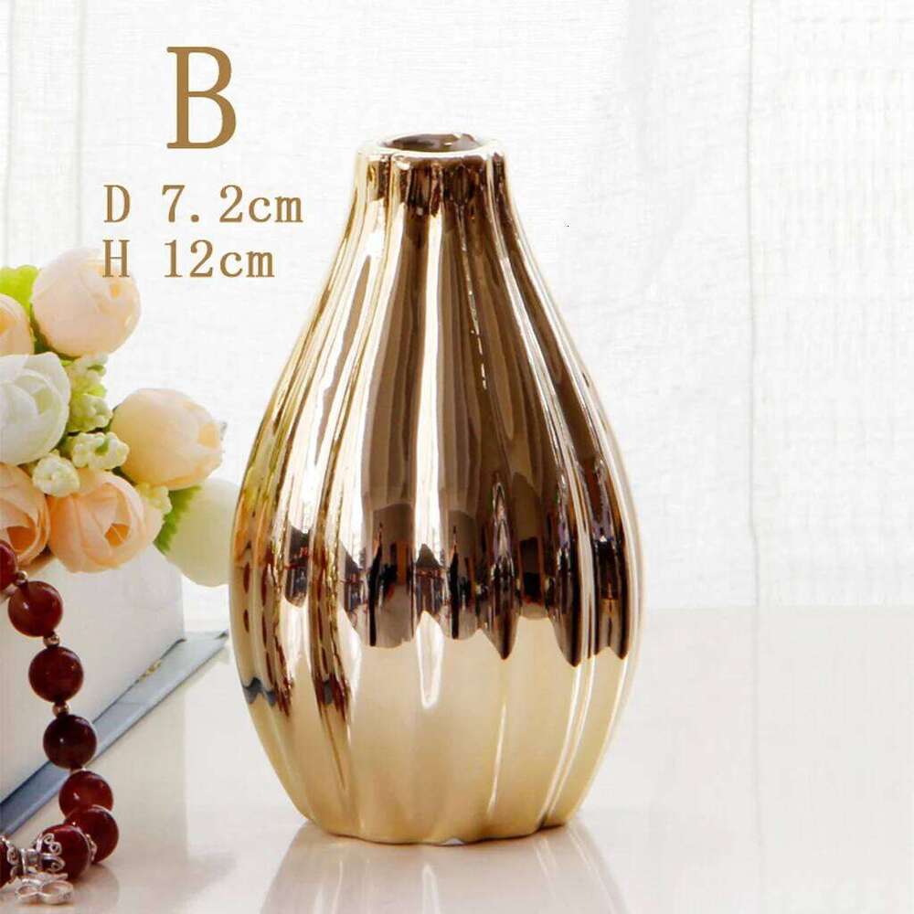 Unique Oval Shape Plating Ceramic Flower Vase Decorative Modern for Home Centerpieces Three Different Styles C260116