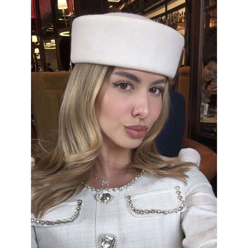 USPOP Wool Pillbox Hat Women Vintage Elegant No-Brim Felt Dome Cap Winter Warm Minimalist Retro Style Berets 26Y0116