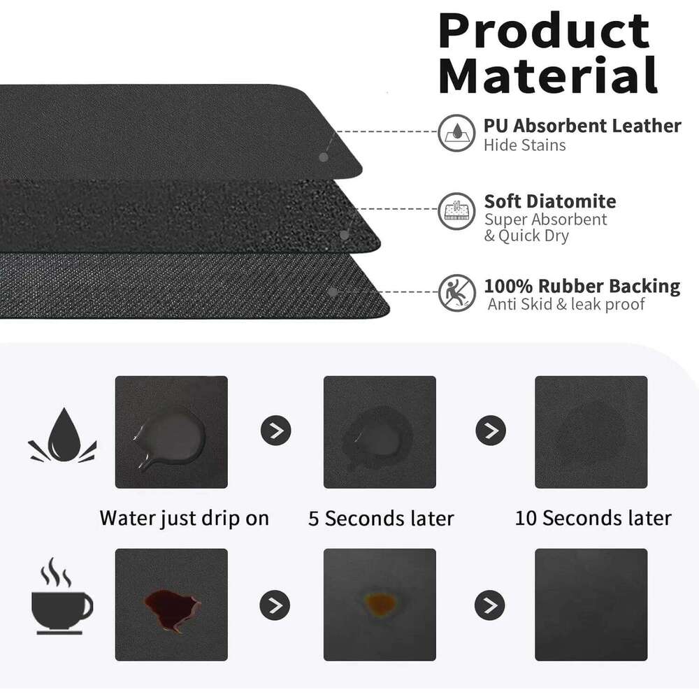 Home Decor Non-slip Quick Dry Retro Kitchen Mat Coffee Maker Drain Pad Dish Drying Tableware Placemat for Living Room Dining Room Bedroom Washable