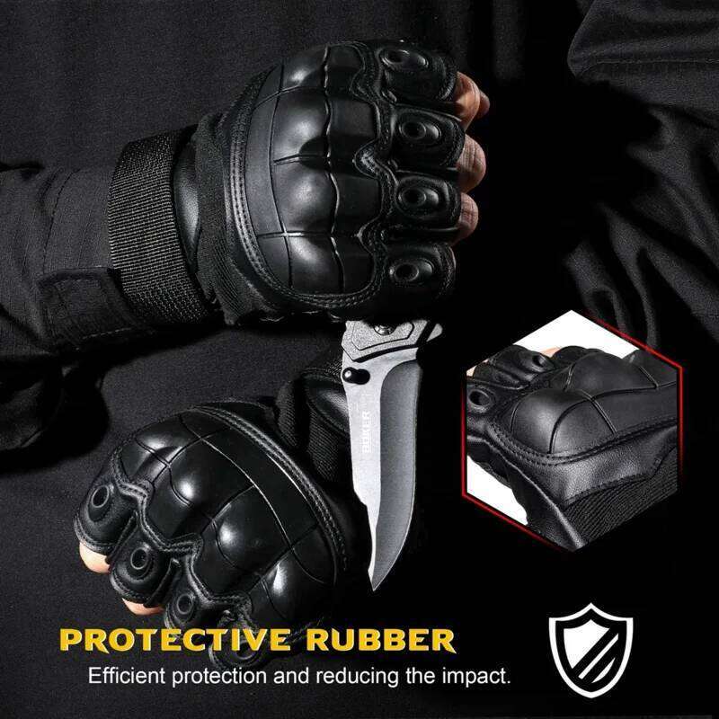 PU Leather Tactical Half Finger Gloves Army Military Airsoft Combat Shooting Hunting Paintball Outdoor Work Fingerless Motorbike Y260115