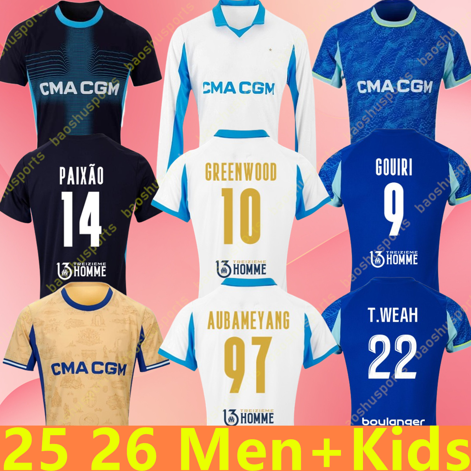 25 26 MaRsEile 4th soccer jerseys OM AUBAMEYANG PAIXAO GREENWOOD VAZ PAVARD GOUIRI T.WEAH maillot foot HARIT AGUERD BALERDI 2025 2026 football shirts men kids kit sock