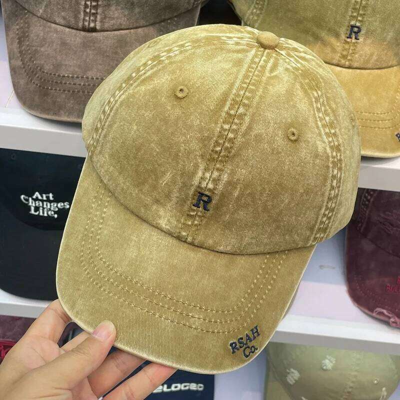 R Letter Embroidered Wash Vintage Baseball Men And Women Showing Small Casual Face Made Old Cap For Shade KJ202410147 Y260115