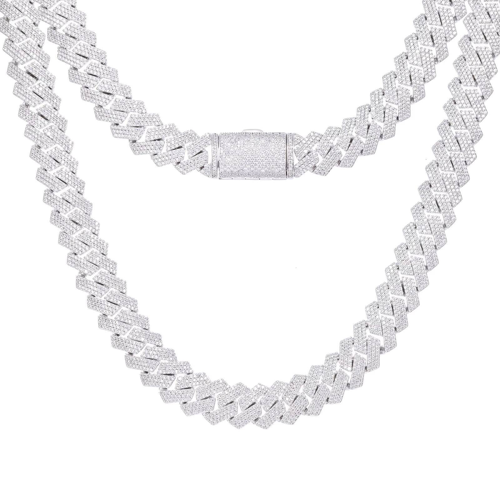 15mm Full Ice Double Row Moissanite Cuban Link Necklace Hip Hop Streetwear Jewelry 925 Sterling Silver Unis - view 4
