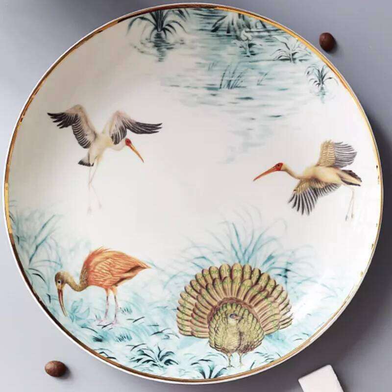 Ceramic Western Food Creative Jungle Animal Bone China Phnom Penh Tableware Household Round Plate 8 Inch