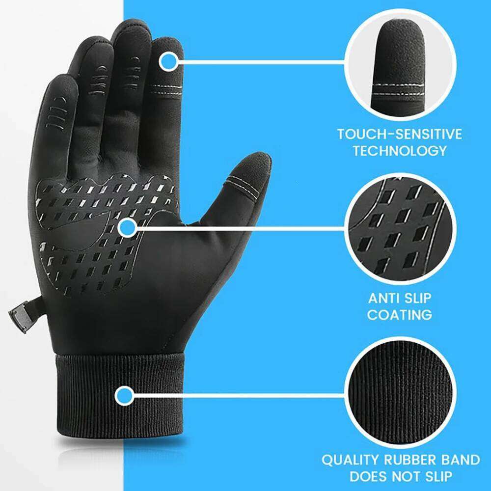 Winter Gloves Full Fingers Outdoor Cycling Motorcycle Waterproof Windproof Black Gray Touch Screen Anti-slip Ski Glove Y260115