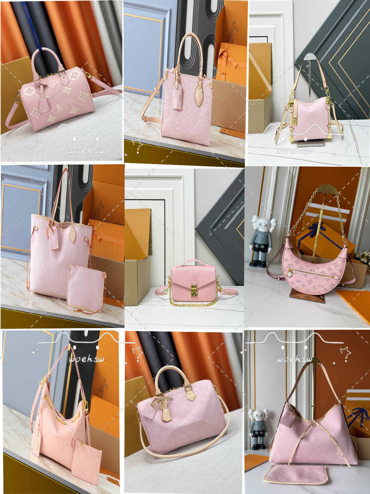 Luxurious designer bag - new Boston denim pillow bag handbag shoulder bag crossbody bag tote bag - pink denim series
