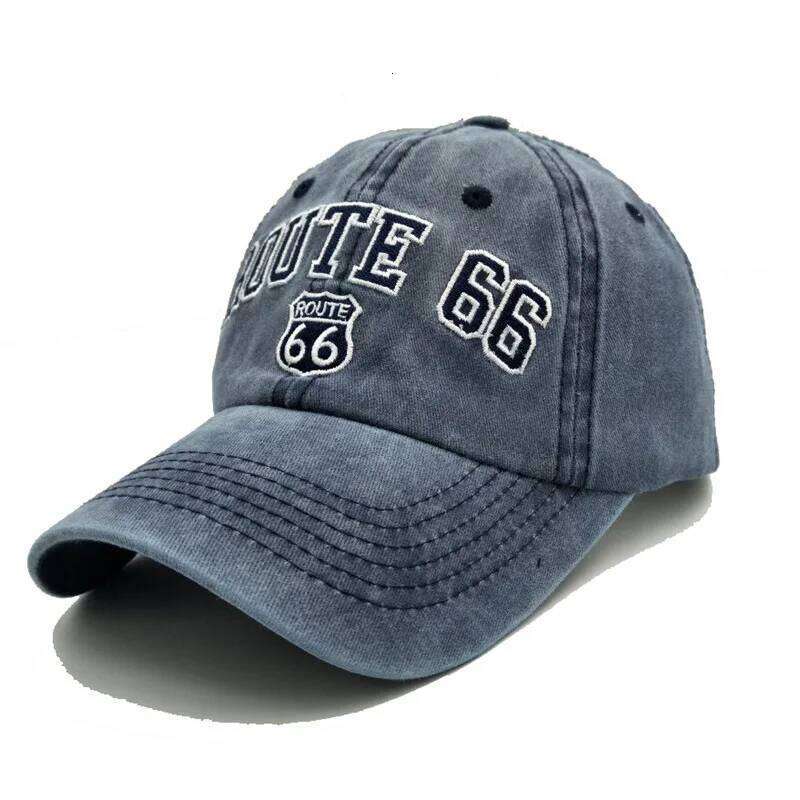 Vintage washed cotton ROUTE 66 Embroidery baseball cap hat for women men outdoor sports caps good quality Hip Hop Fitted Cap Y260115