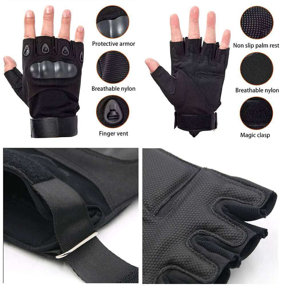 DIZETION Military Tactical Half Finger Gloves for Men - Outdoor Shooting Airsoft Hunting Motorcycle Cycling Gear Y260115