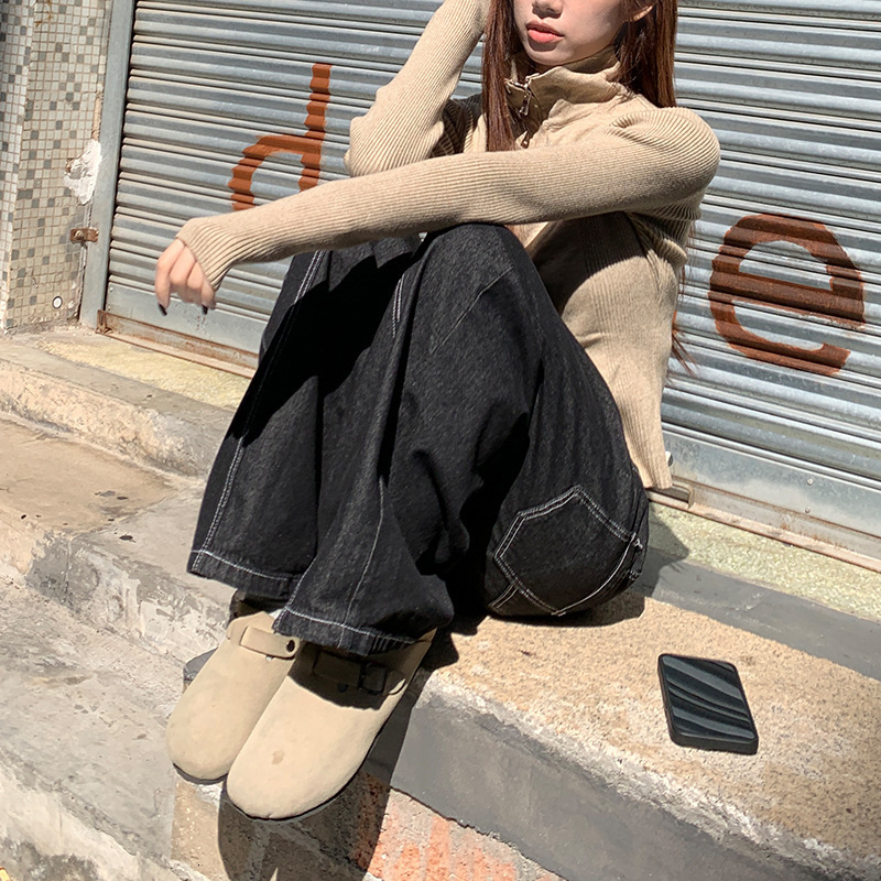 Men s Pants Goth Dark Mall Gothic Harajuku Streetwear Flare Grunge Punk Low Waist Baggy Women Jeans Y2k Techwear Fashion Black Bott