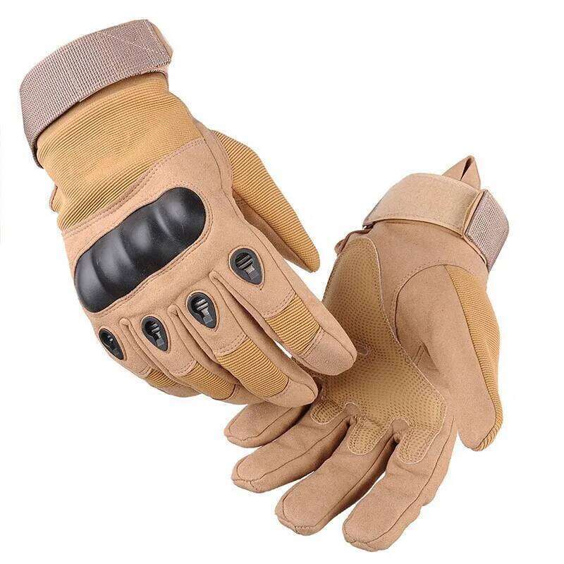 Motorcycle Men Tactical Hunting Shooting Knuckle Protection Leather Outdoor Sport Full Finger Cycling Bike Bicycle Gloves Y260115