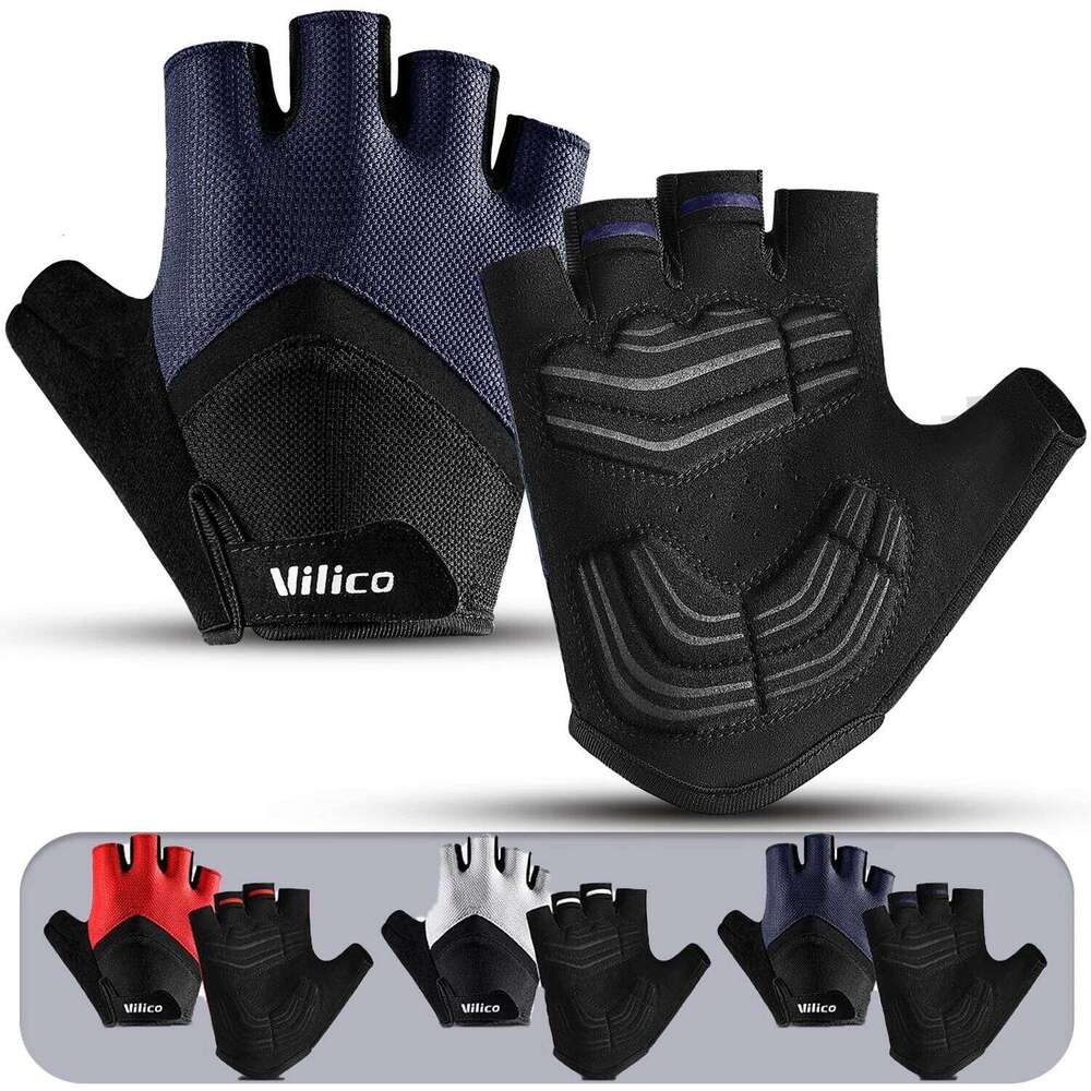 Cycling Anti Slip And Shock-Absorbing Riding,Ultra Thick,Wear-Resistant,Breathable Running Fitness Short Finger Gloves Y260115