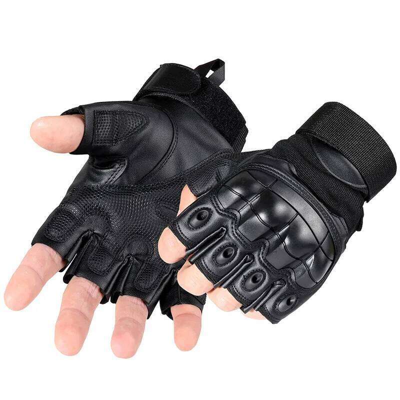 PU Leather Tactical Half Finger Gloves Army Military Airsoft Combat Shooting Hunting Paintball Outdoor Work Fingerless Motorbike Y260115