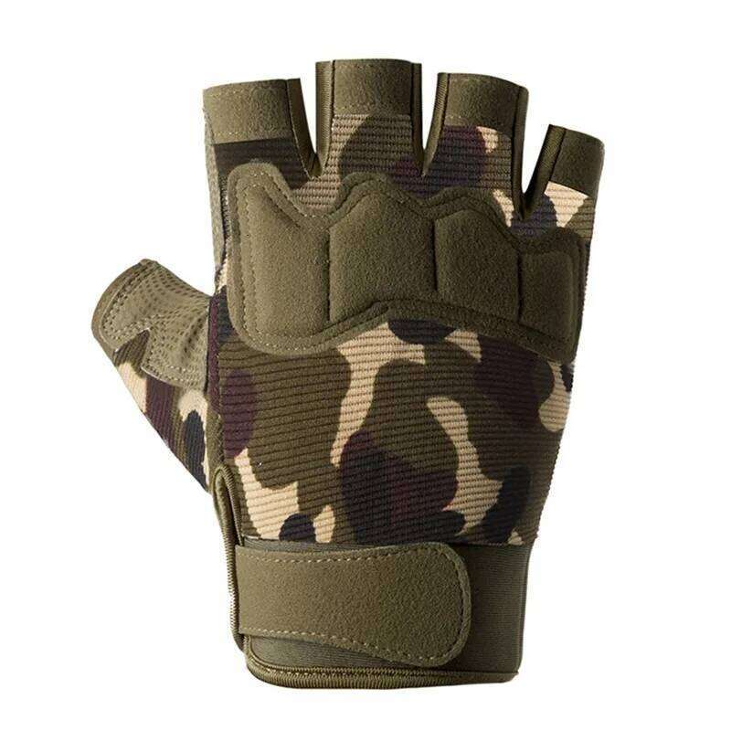 Men Women Outdoor Sport Men's Fitness Half Finger Bicycle Cycling Glove Camouflage Short Gloves Y260115