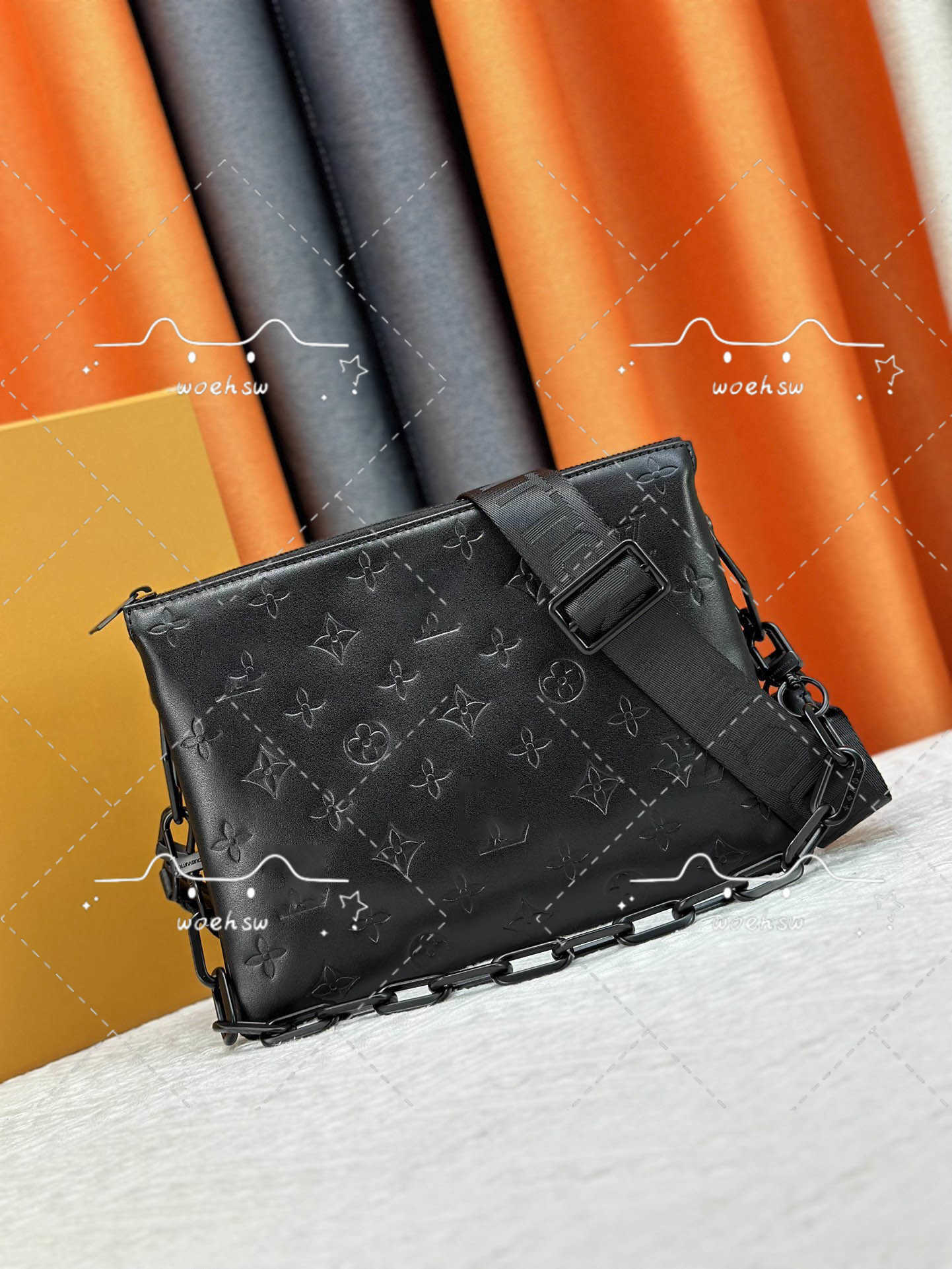 Black Hardware Chain Genuine Leather Designer bag Coussin PM Shoulder Bags Crossbody totes Handbag Purse Wide Removable straps 3 inside compartments