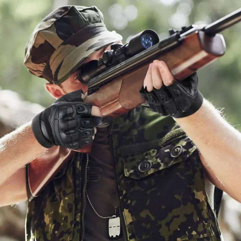 PU Leather Tactical Half Finger Gloves Army Military Airsoft Combat Shooting Hunting Paintball Outdoor Work Fingerless Motorbike Y260115