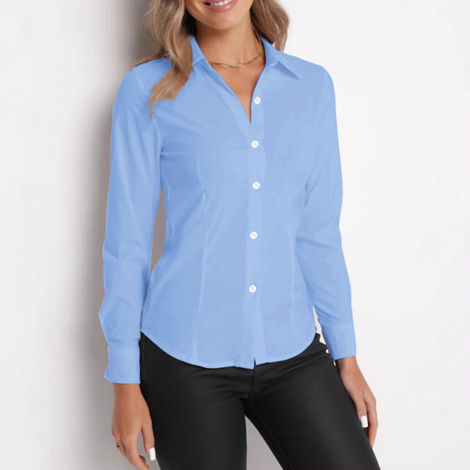 Womens Shirt Formal Shirt Elegant Korean Style Slim Fit Inner Wear Office Top 210430