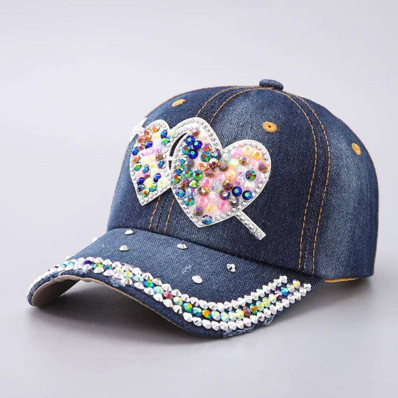 Butterfly Heart Rhinestone Baseball Snapback Female Man Visors Sun Sunscreen Sport Cap Fashion Unique Beach Hat Y260115