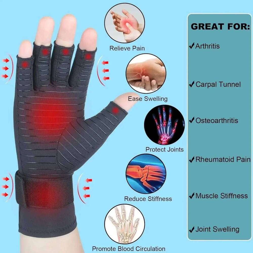Arthritis Fingerless for Hand Pain,Carpal Tunnel,Rheumatoid,Tendonitis,and Relieve Muscle Pain Compression Copper Gloves Y260115