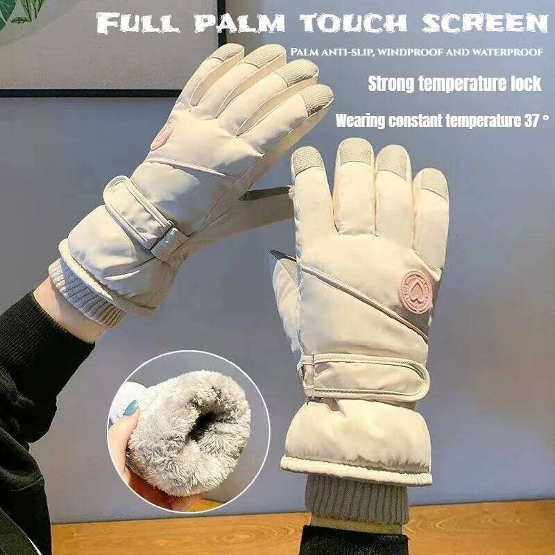 2025 New Style Winter Ski Gloves Fashionable Wool Lined Thick Warm Cold-Resistant Touchscreen Compatible for E-Bike Cycling Y260115